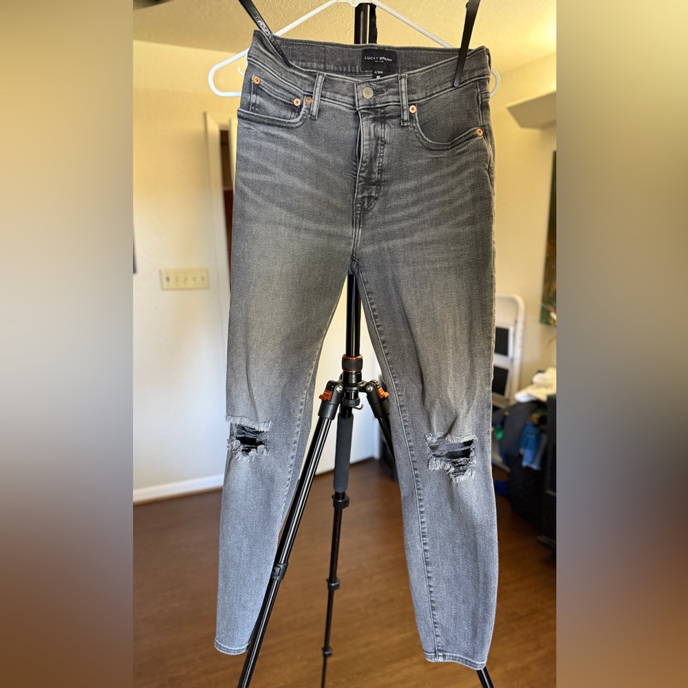 Stylish Distressed Gray Jeans
